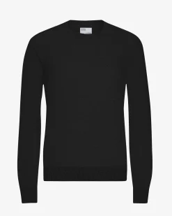 Light Merino Wool Crew - Deep Black