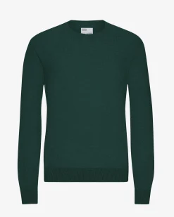 Light Merino Wool Crew - Emerald Green
