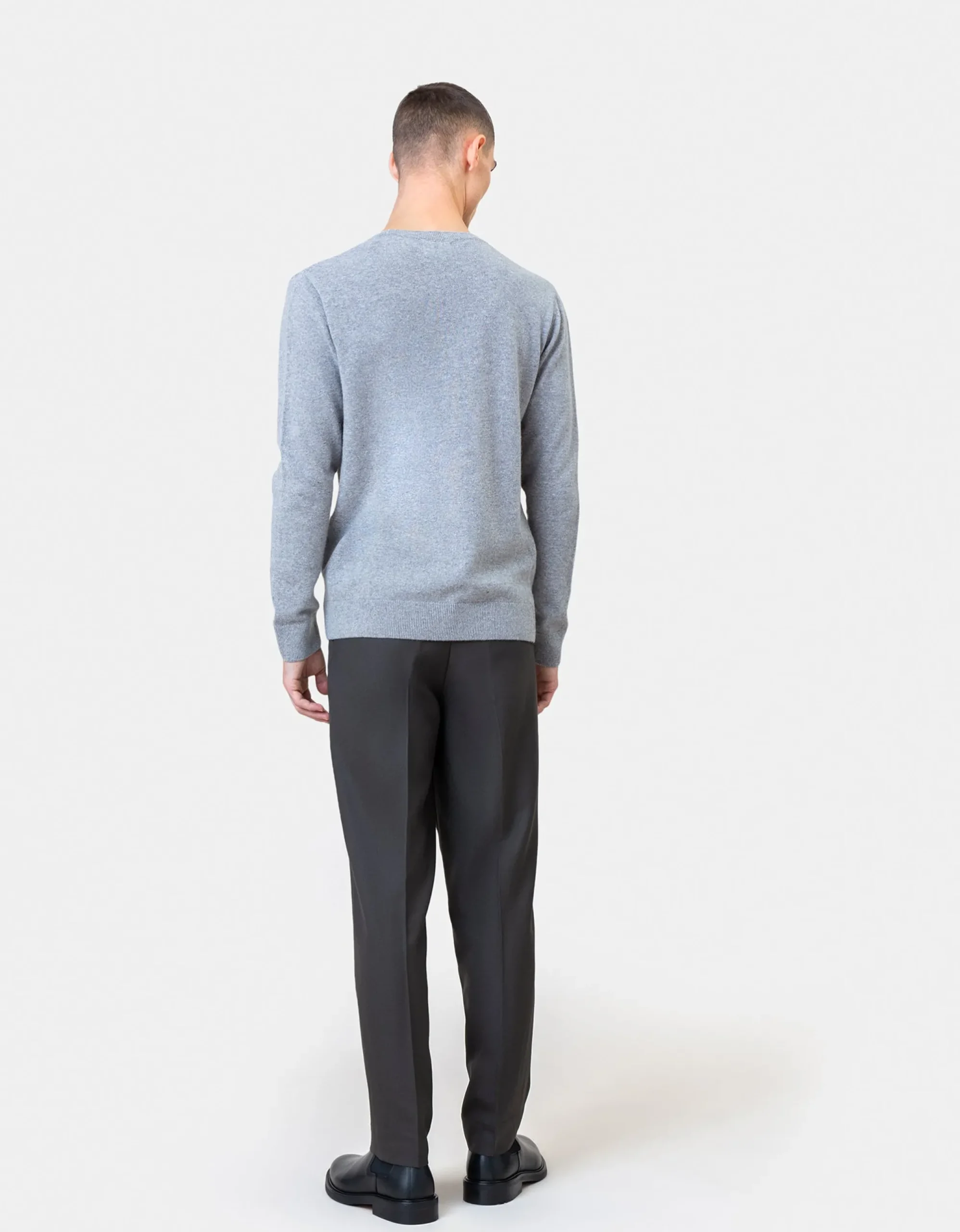Light Merino Wool Crew - Heather Grey