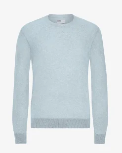Light Merino Wool Crew - Polar Blue