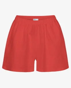 Linen Shorts - Red Tangerine