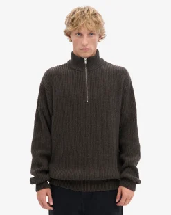 Merino Quarter Zip - Coffee Brown