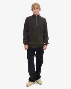 Merino Quarter Zip - Coffee Brown