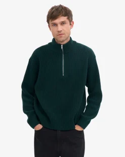 Merino Quarter Zip - Emerald Green