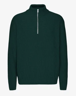 Merino Quarter Zip - Emerald Green