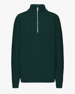 Merino Quarter Zip - Emerald Green