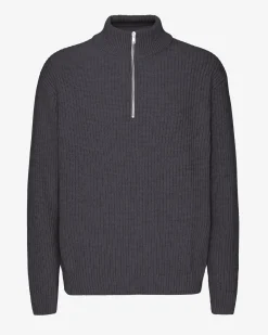 Merino Quarter Zip - Lava Grey