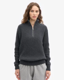 Merino Quarter Zip - Lava Grey