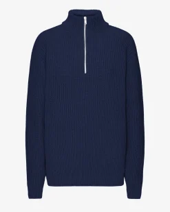 Merino Quarter Zip - Marine Blue