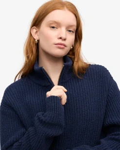 Merino Quarter Zip - Marine Blue