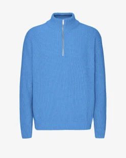 Merino Quarter Zip - Pacific Blue