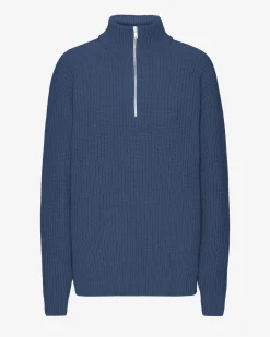 Merino Quarter Zip - Petrol Blue