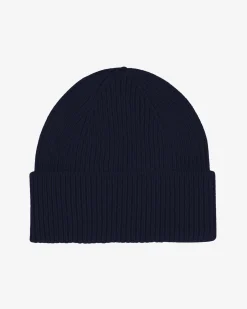 Merino Wool Beanie - Navy Blue
