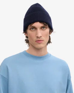 Merino Wool Beanie - Navy Blue