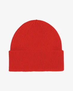 Merino Wool Beanie - Red Tangerine