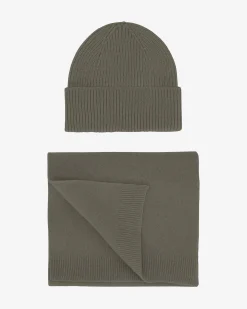 Merino Wool Beanie & Scarf - Dusty Olive