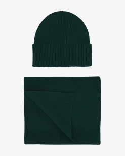 Merino Wool Beanie & Scarf - Emerald Green