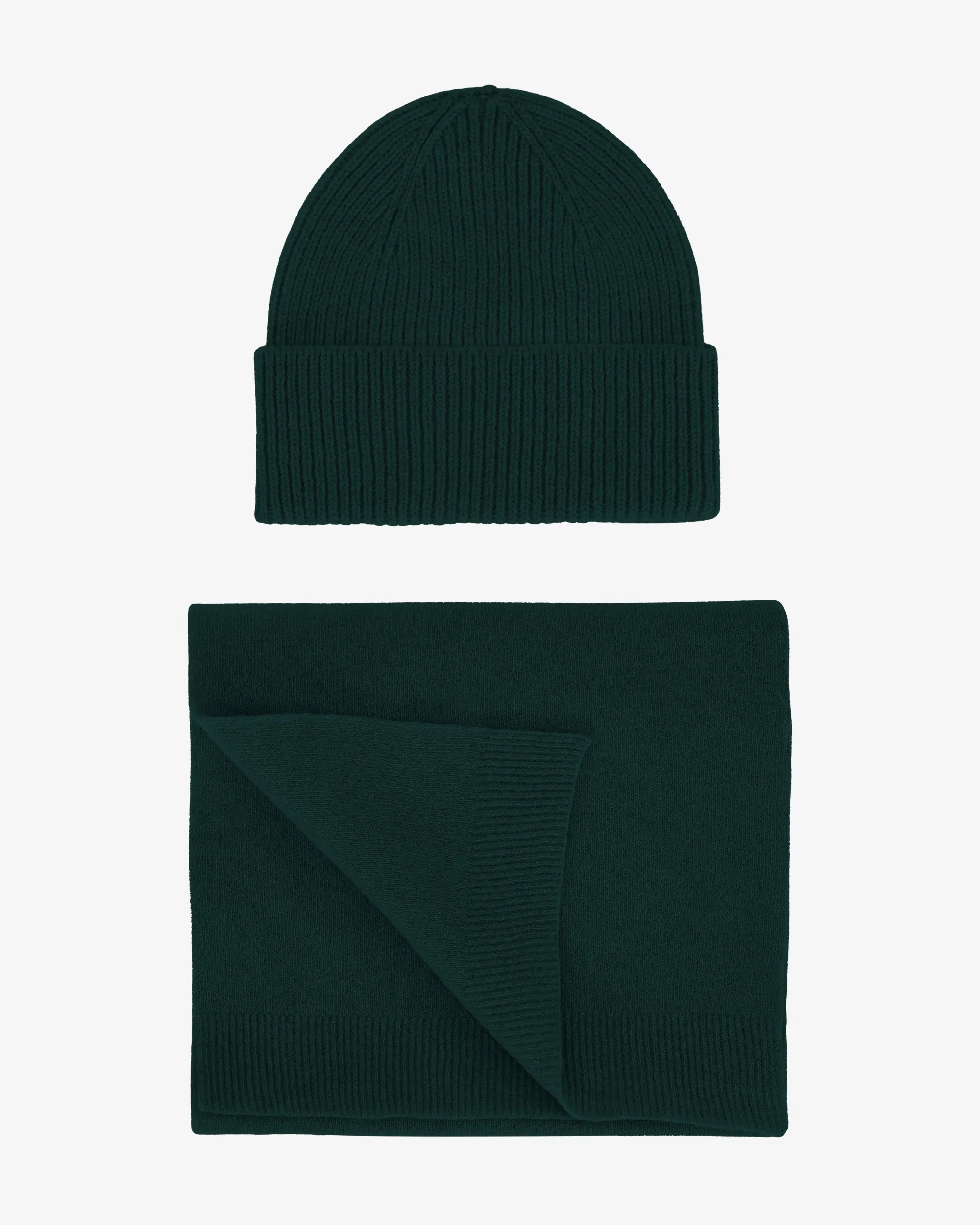 Merino Wool Beanie & Scarf - Emerald Green