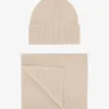 Merino Wool Beanie & Scarf - Ivory White
