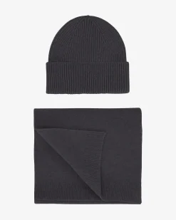 Merino Wool Beanie & Scarf - Lava Grey