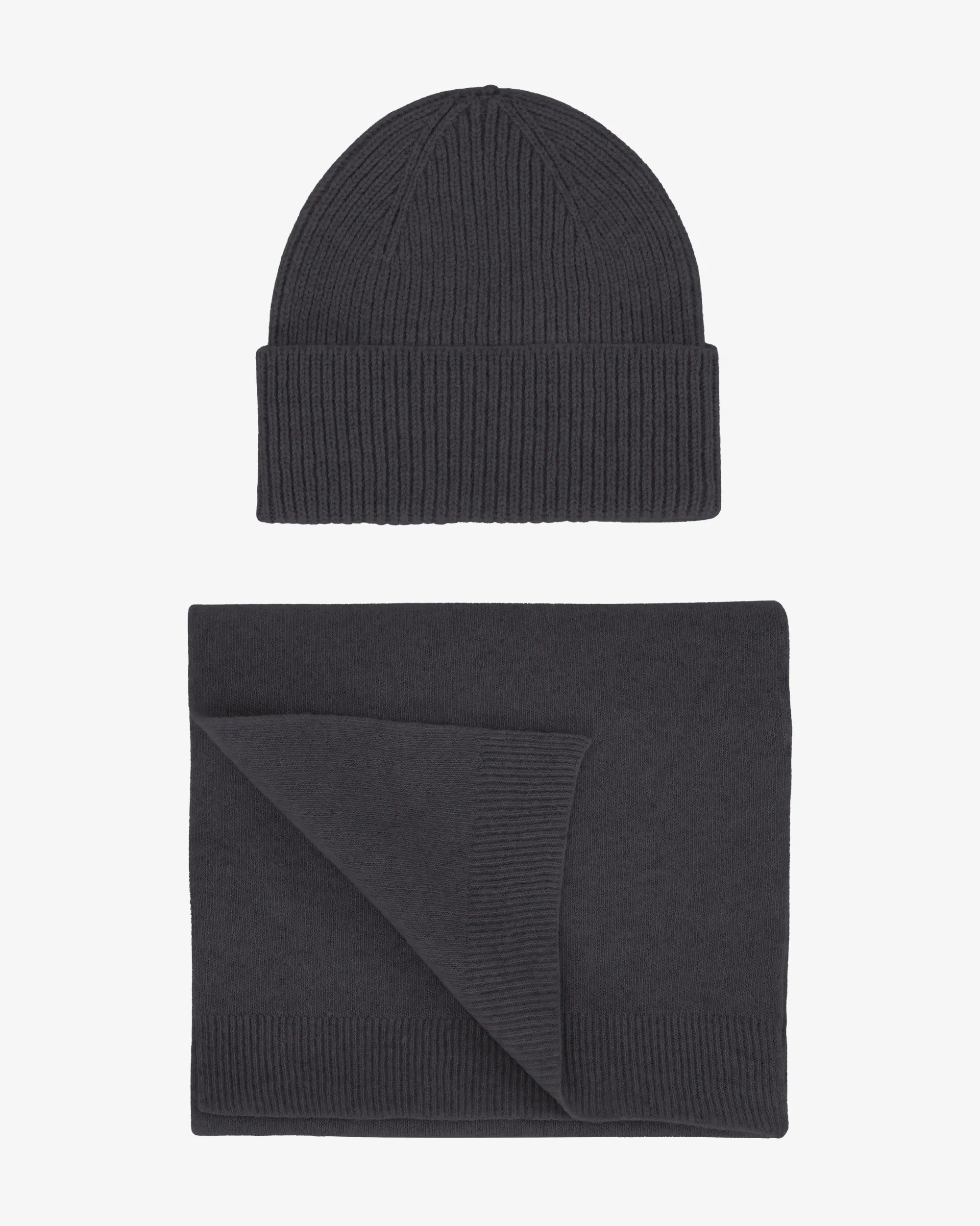 Merino Wool Beanie & Scarf - Lava Grey