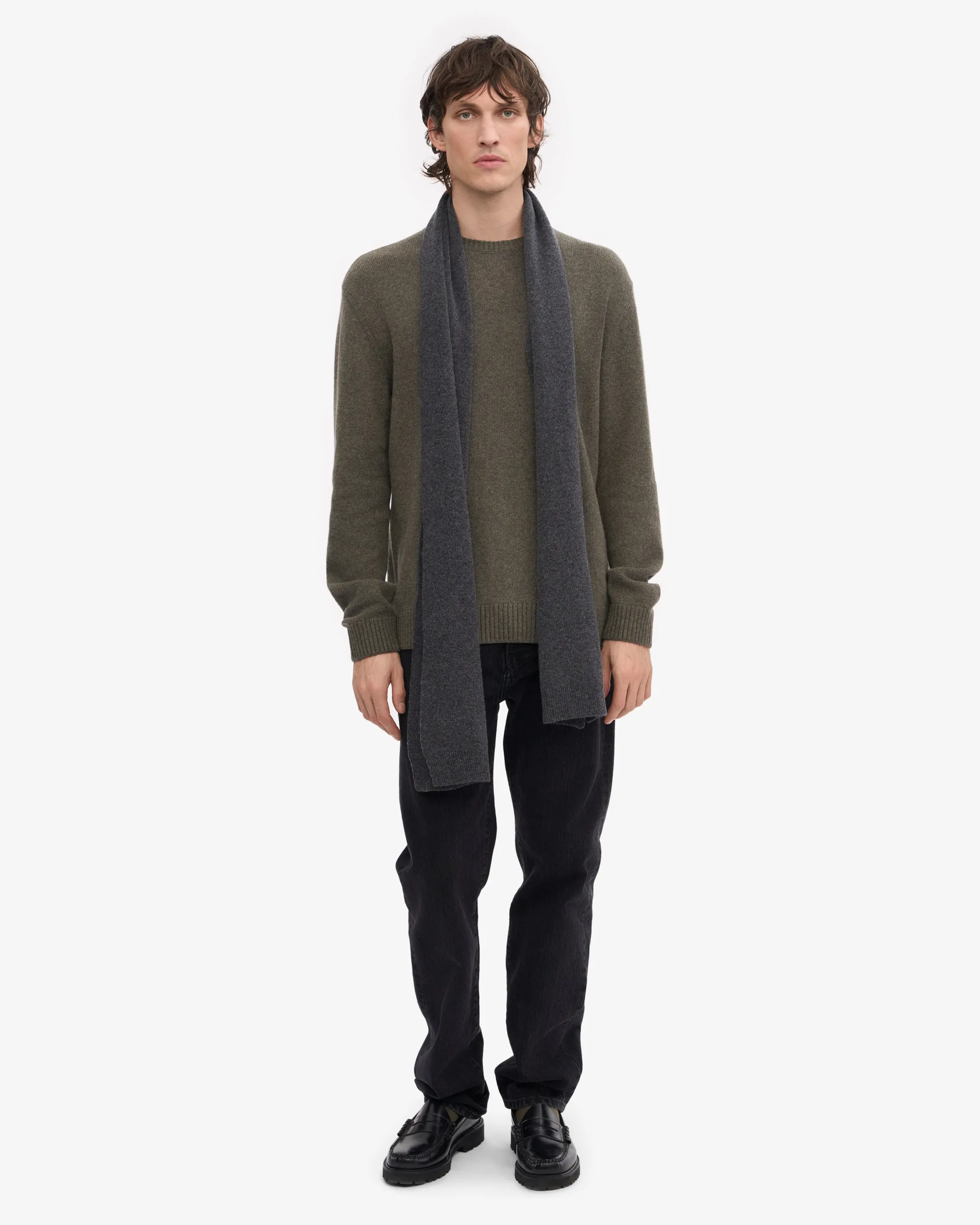 Merino Wool Beanie & Scarf - Lava Grey