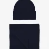 Merino Wool Beanie & Scarf - Navy Blue