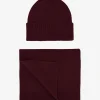 Merino Wool Beanie & Scarf - Oxblood Red
