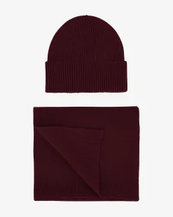 Merino Wool Beanie & Scarf - Oxblood Red
