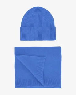 Merino Wool Beanie & Scarf - Pacific Blue