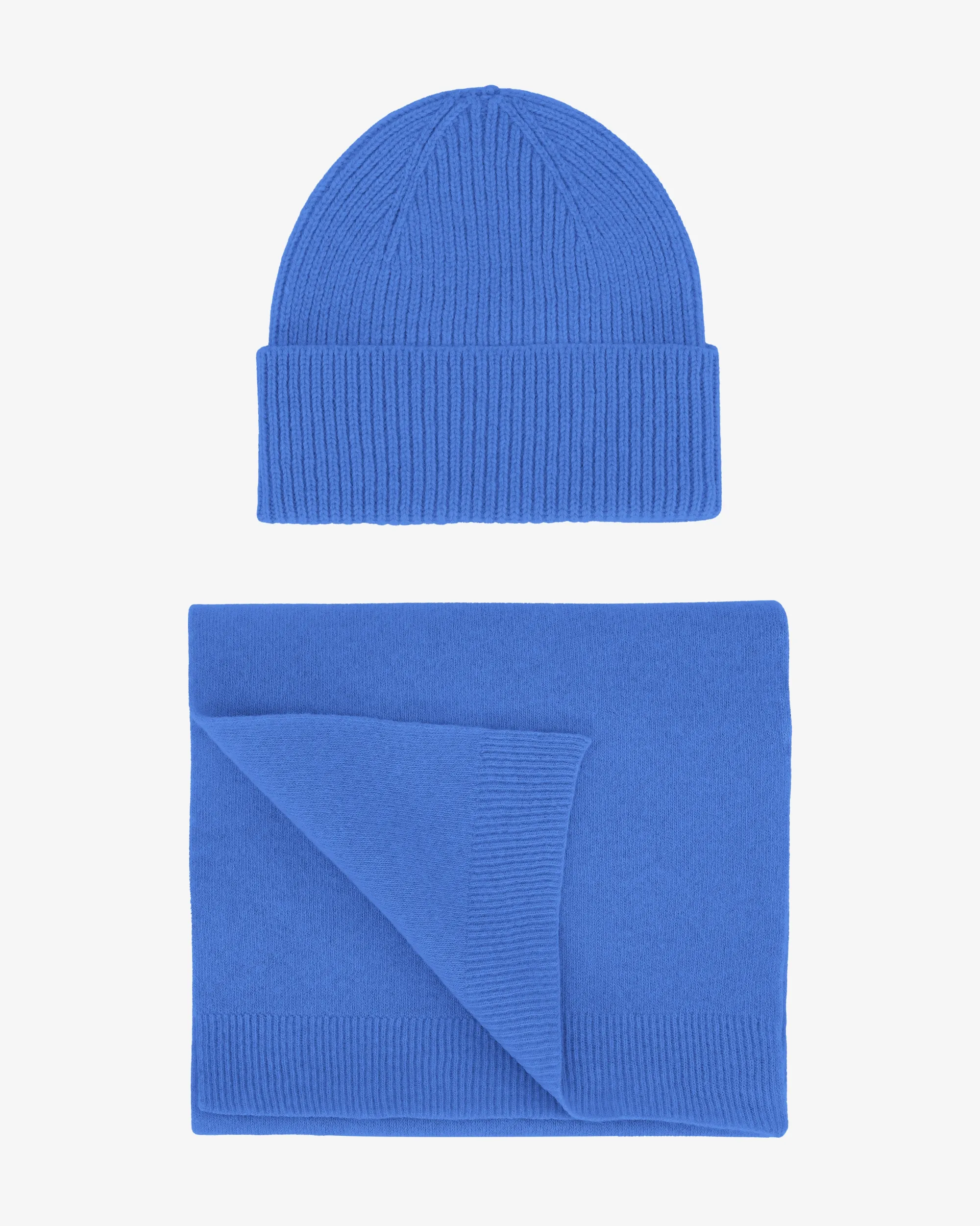 Merino Wool Beanie & Scarf - Pacific Blue