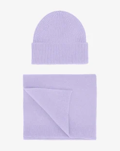 Merino Wool Beanie & Scarf - Soft Lavender