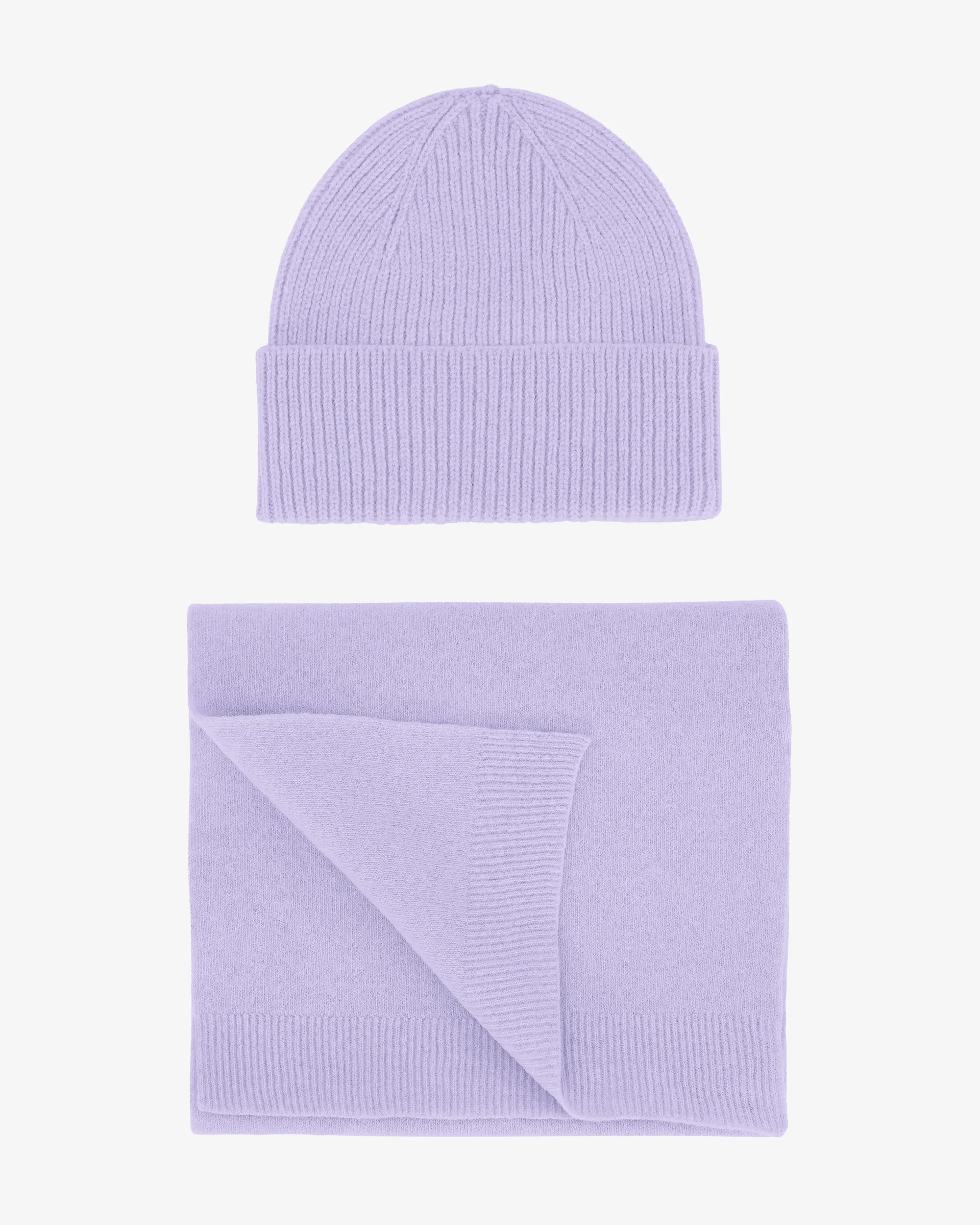 Merino Wool Beanie & Scarf - Soft Lavender