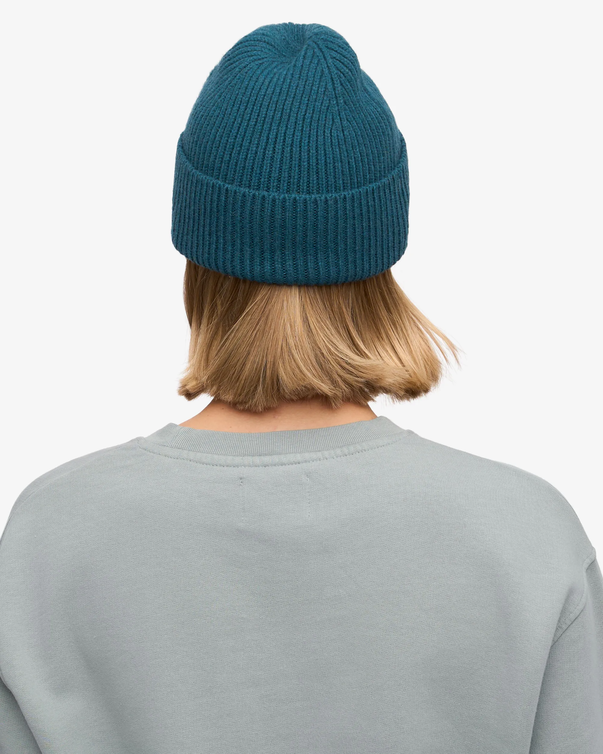 Merino Wool Beanie - Steel Blue
