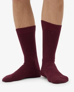 Merino Wool Blend Sock - Oxblood Red