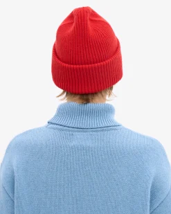 Merino Wool Hat - Red Tangerine
