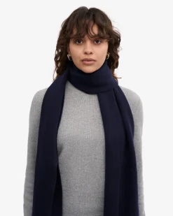 Merino Wool Scarf - Navy Blue