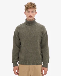 Merino Wool Turtleneck - Dusty Olive