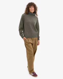 Merino Wool Turtleneck - Dusty Olive