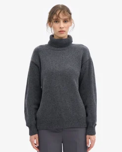 Merino Wool Turtleneck - Lava Grey