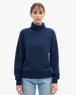 Merino Wool Turtleneck - Marine Blue