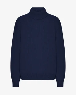 Merino Wool Turtleneck - Marine Blue