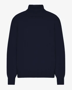 Merino Wool Turtleneck - Navy Blue