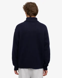 Merino Wool Turtleneck - Navy Blue
