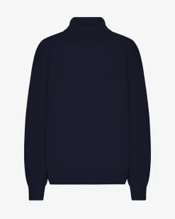 Merino Wool Turtleneck - Navy Blue