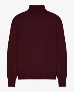 Merino Wool Turtleneck - Oxblood Red