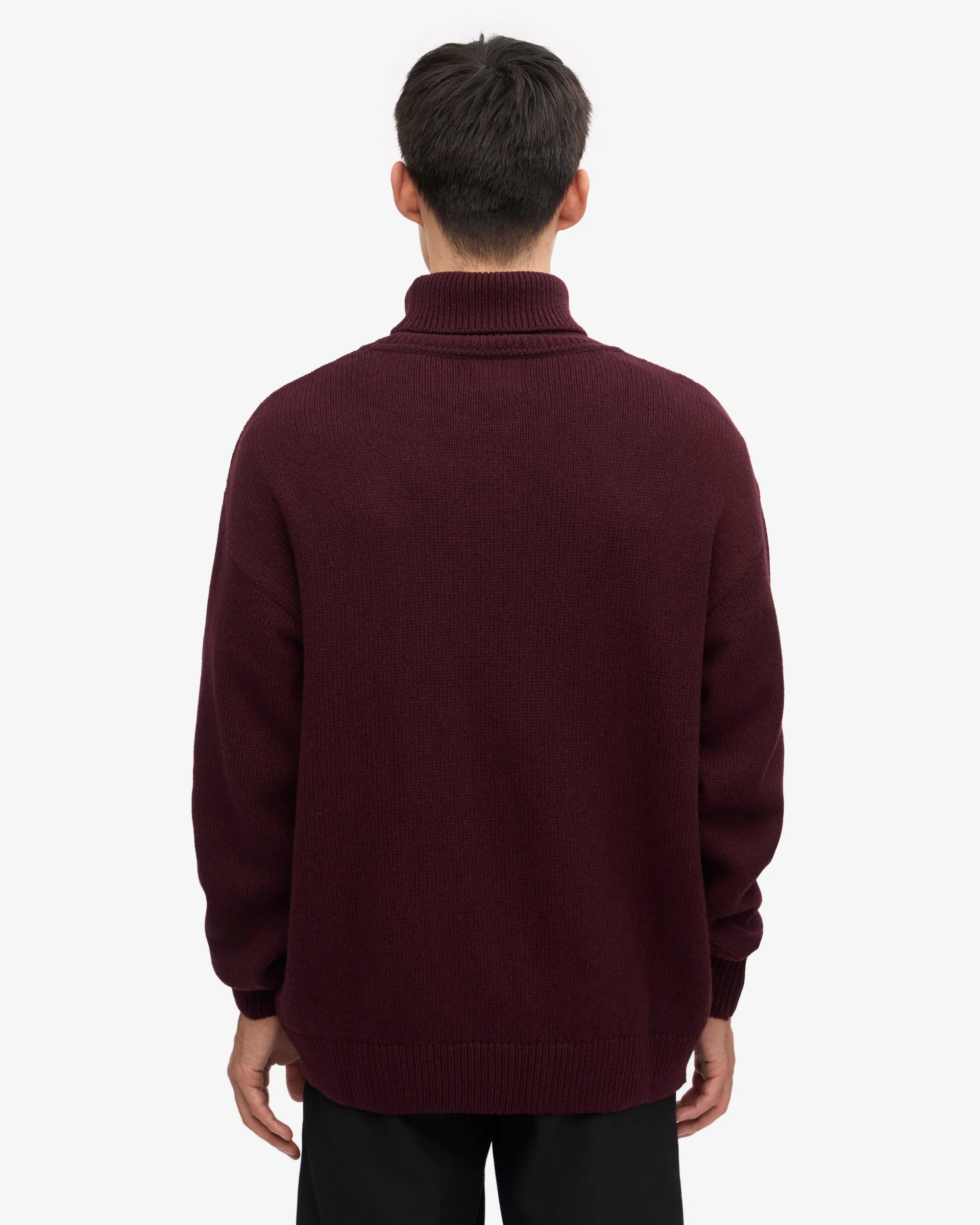 Merino Wool Turtleneck - Oxblood Red