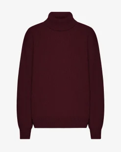 Merino Wool Turtleneck - Oxblood Red