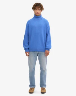 Merino Wool Turtleneck - Pacific Blue