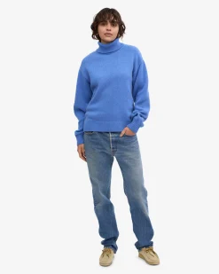 Merino Wool Turtleneck - Pacific Blue